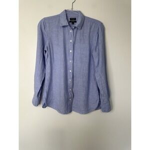 J Crew Baird McNutt Shirt Blue Irish Linen Wren Slim Fit Button Front Size 2